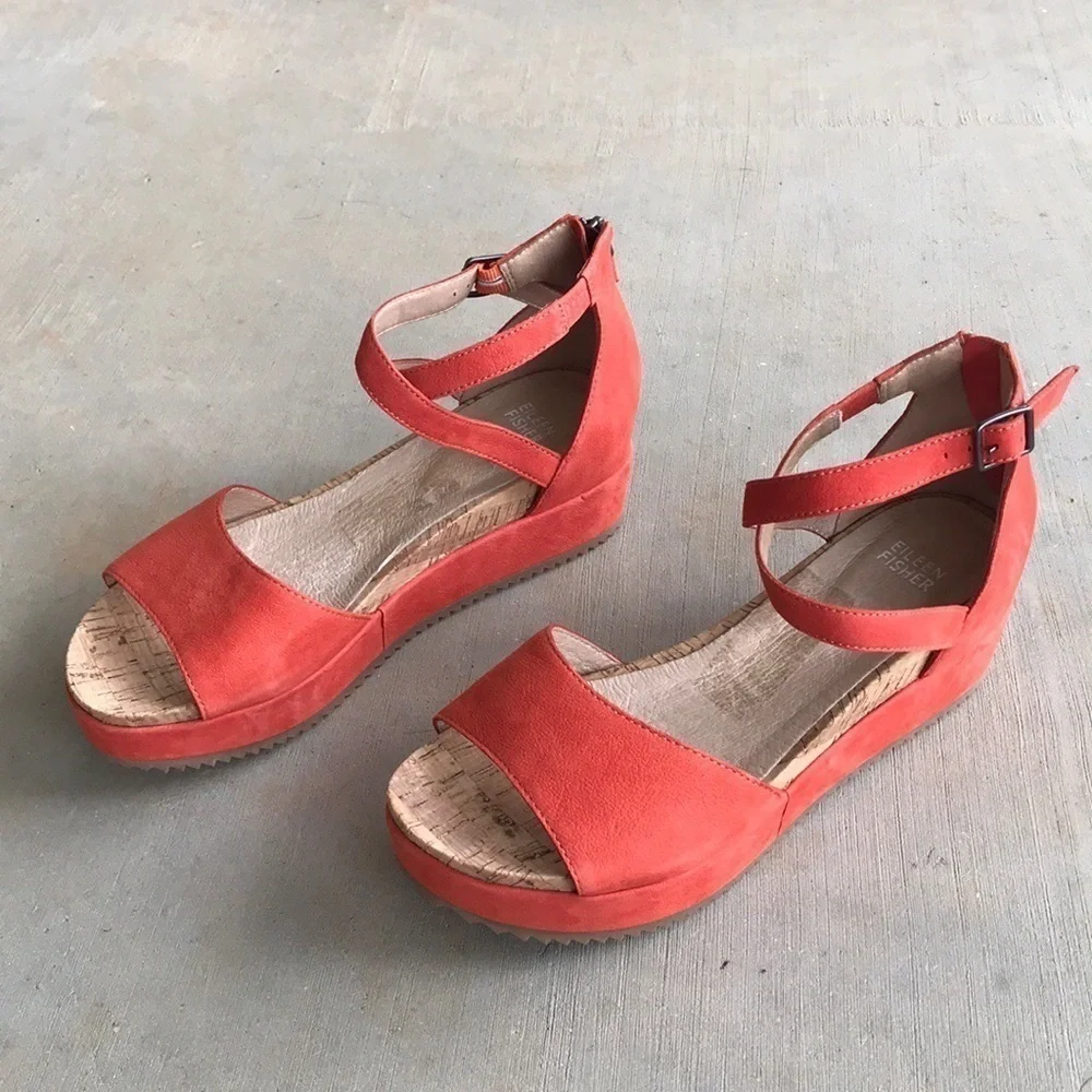 Eileen Fisher Emmy Tangelo Platform Sandals